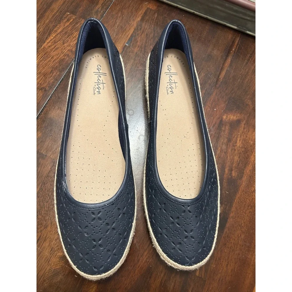 Clarks Navy Blue Espadrille Flats